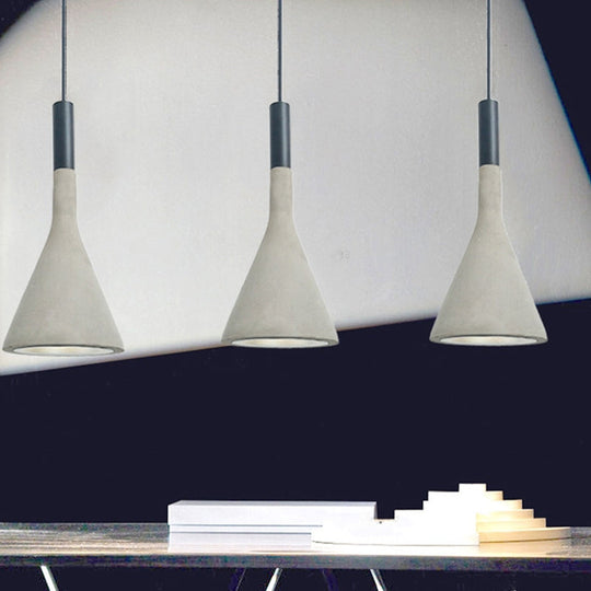 Nordic Funnel Shaped Hanging Lamp In Black & Grey - 1-Light Cement Ceiling Pendant