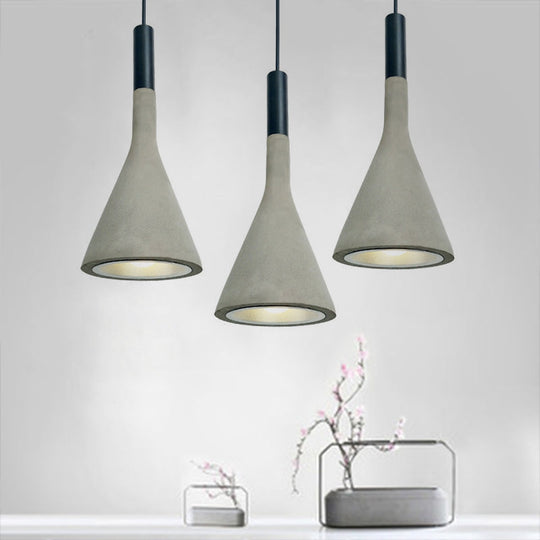 Nordic Funnel-Shaped Hanging Lamp - 1-Light Cement Pendant Light in Black/Grey