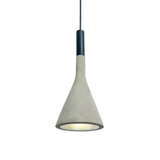 Nordic Funnel-Shaped Hanging Lamp - 1-Light Cement Pendant Light in Black/Grey