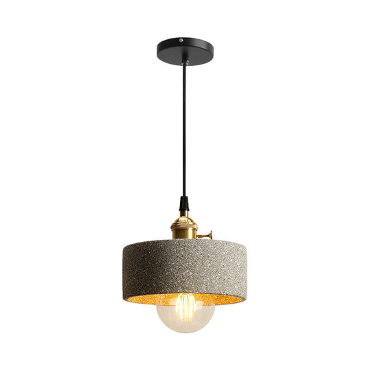 Nordic Black/Grey Bedside Pendant Light With Cement Shade And Rotary Switch Grey / B