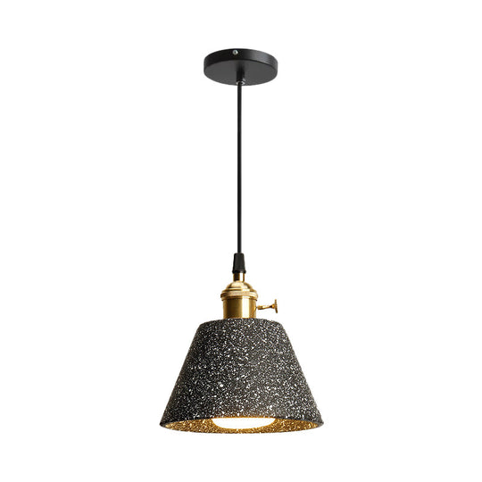 Nordic Black/Grey Bedside Pendant Light With Cement Shade And Rotary Switch Black / A