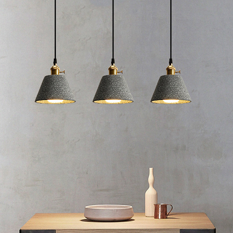 Nordic Black/Grey Pendant Hanging Light with Cement Shade and Rotary Switch - Single Bedside Drop Design