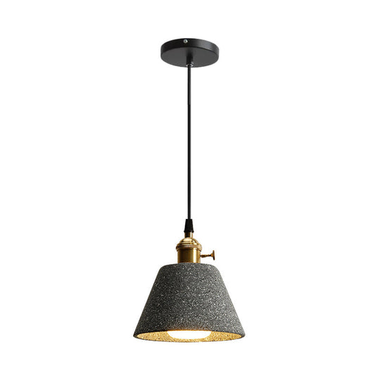 Nordic Black/Grey Bedside Pendant Light With Cement Shade And Rotary Switch