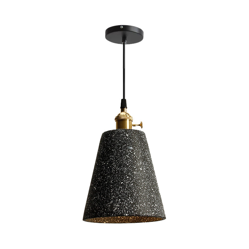 Nordic Black/Grey Bedside Pendant Light With Cement Shade And Rotary Switch Black / C