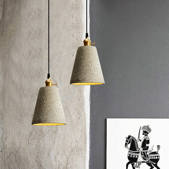 Nordic Black/Grey Bedside Pendant Light With Cement Shade And Rotary Switch Grey / C