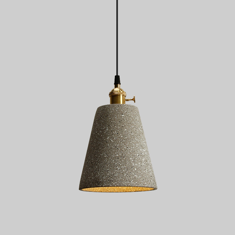 Nordic Black/Grey Pendant Hanging Light with Cement Shade and Rotary Switch - Single Bedside Drop Design