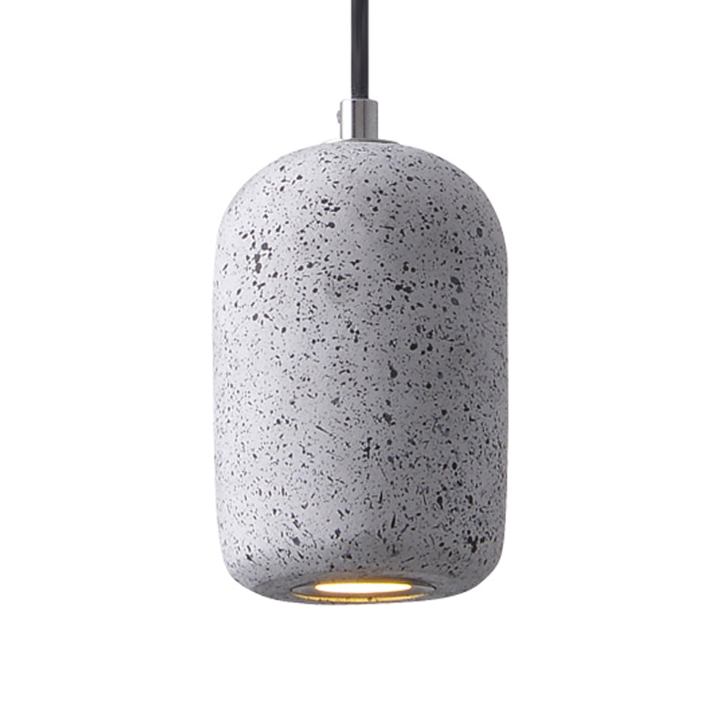 Terrazzo Pendant Lamp - Capsule Shape Led Ceiling Light In Black/Grey/White Warm/White Ambiance