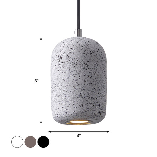 Terrazzo Pendant Lamp - Capsule Shape Led Ceiling Light In Black/Grey/White Warm/White Ambiance