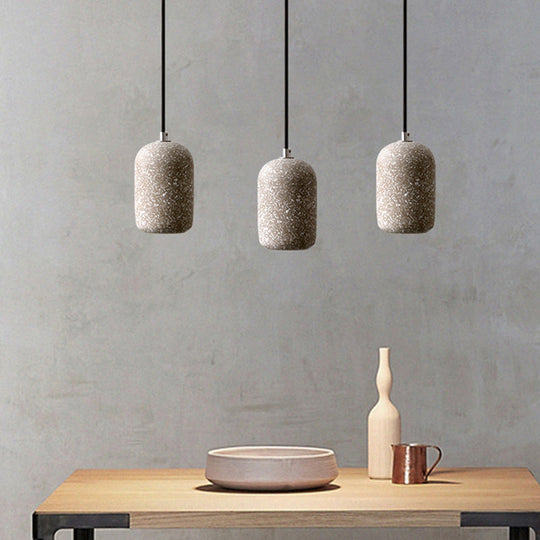 Terrazzo Pendant Lamp - Capsule Shape Led Ceiling Light In Black/Grey/White Warm/White Ambiance