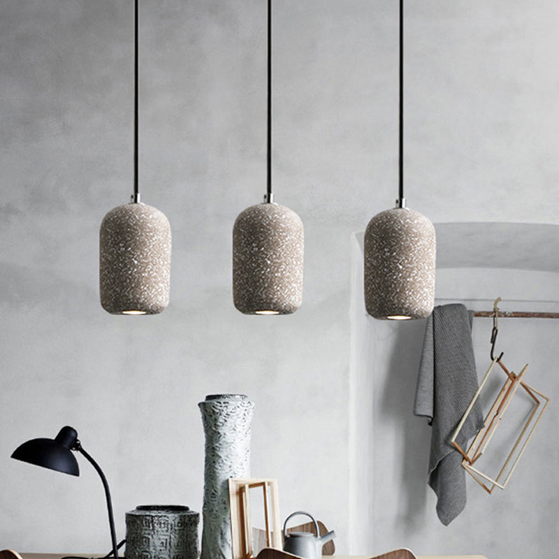 Terrazzo Pendant Lamp - Capsule Shape Led Ceiling Light In Black/Grey/White Warm/White Ambiance