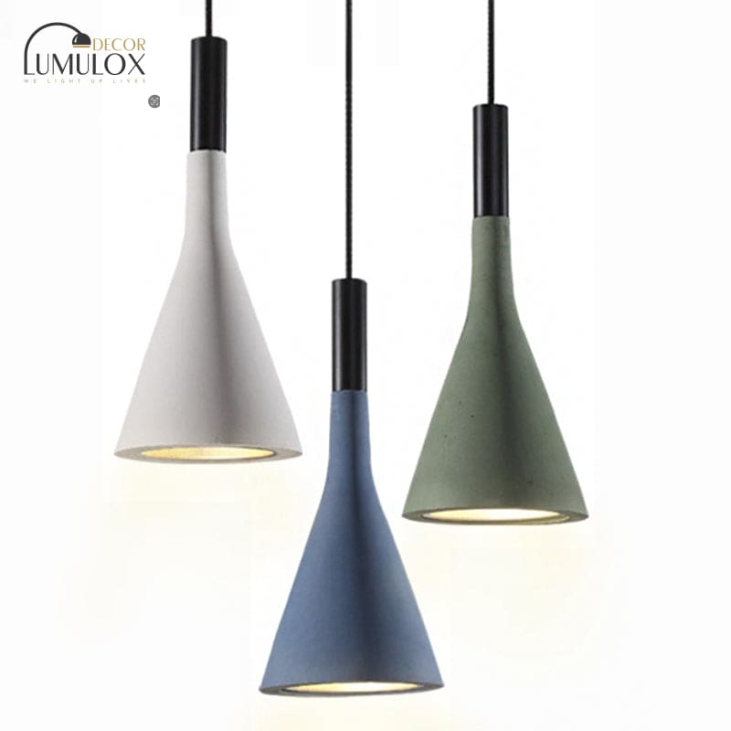 Nordic Funnel Style Pendant Light in Cement for Dining room Bed side Lighting