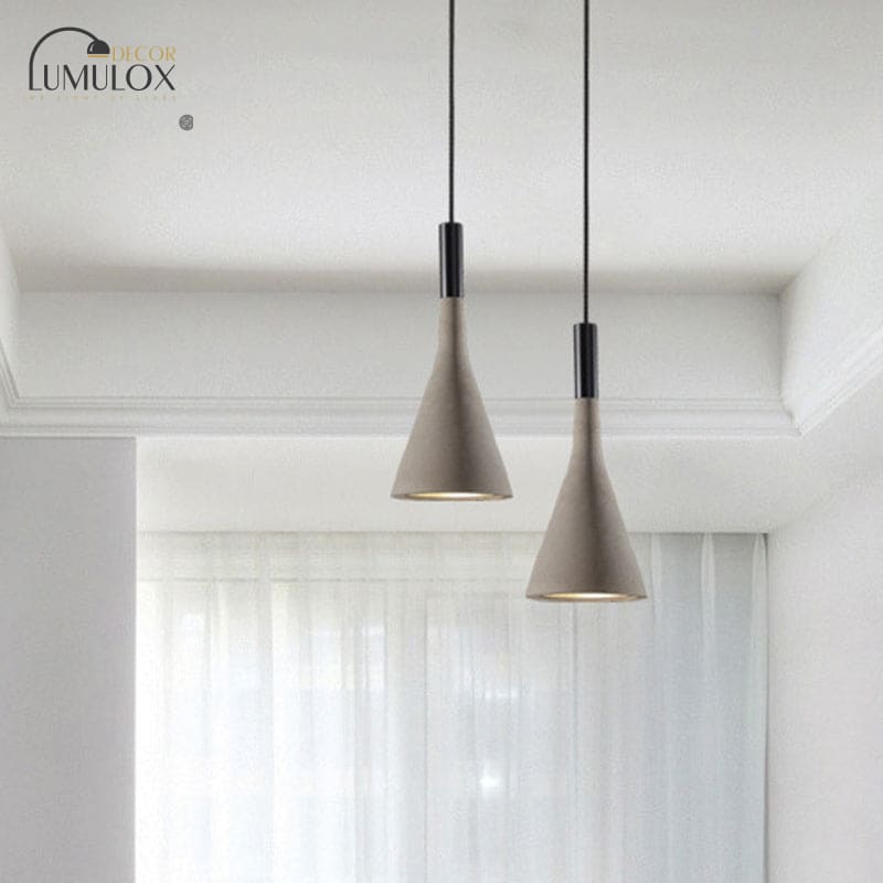 Nordic Funnel Style Pendant Light in Cement for Dining room Bed side Lighting