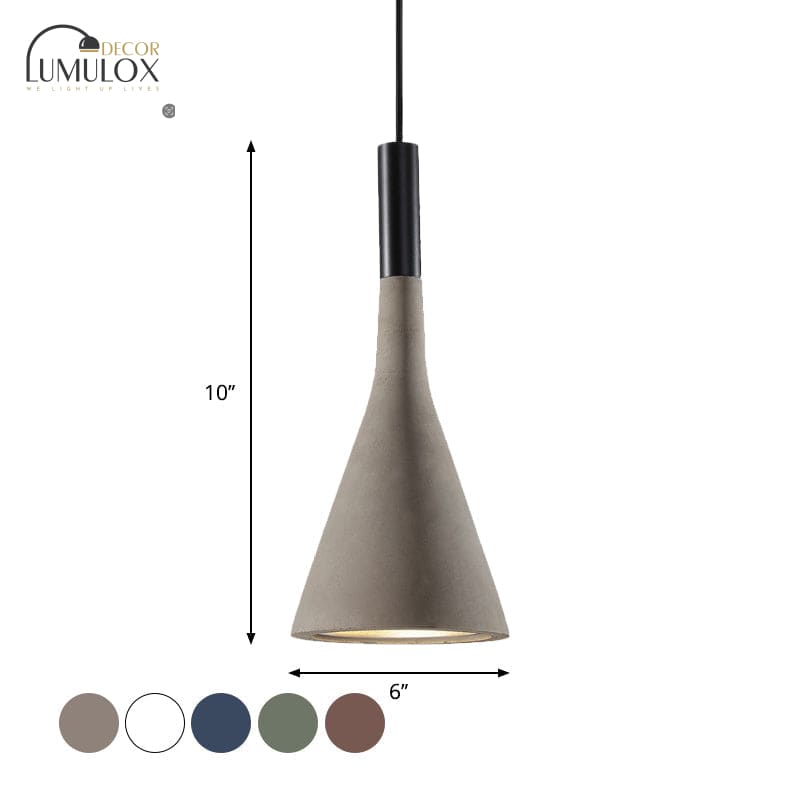 Nordic Funnel Style Pendant Light in Cement for Dining room Bed side Lighting