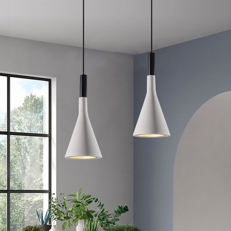 Nordic Cement Funnel Pendant Light - 1 Head Dining Table Suspended Lighting Fixture In