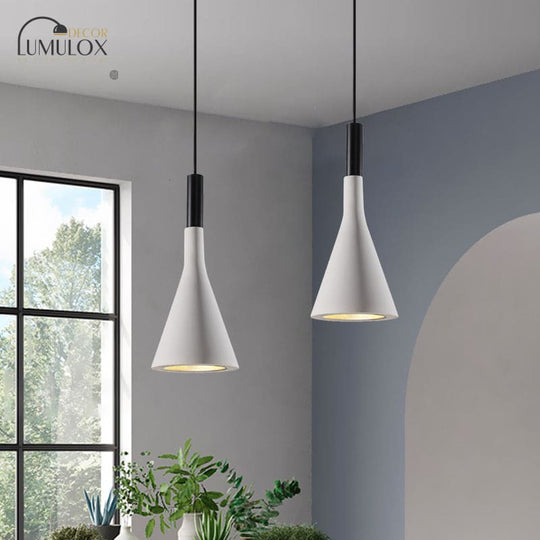 Nordic Funnel Style Pendant Light in Cement for Dining room Bed side Lighting