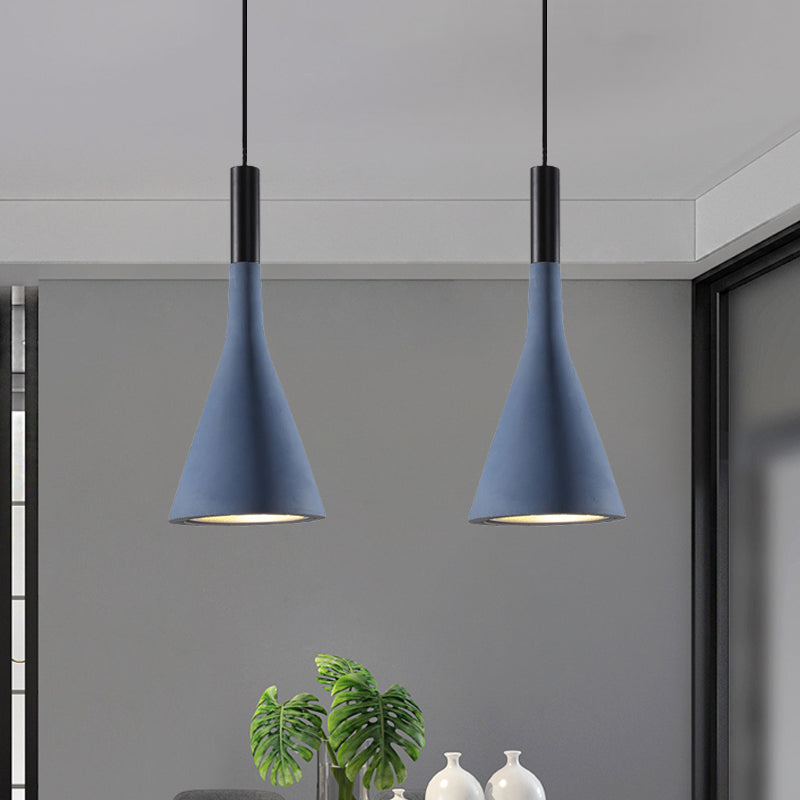 Nordic Cement Funnel Pendant Light - 1 Head Dining Table Suspended Lighting Fixture In