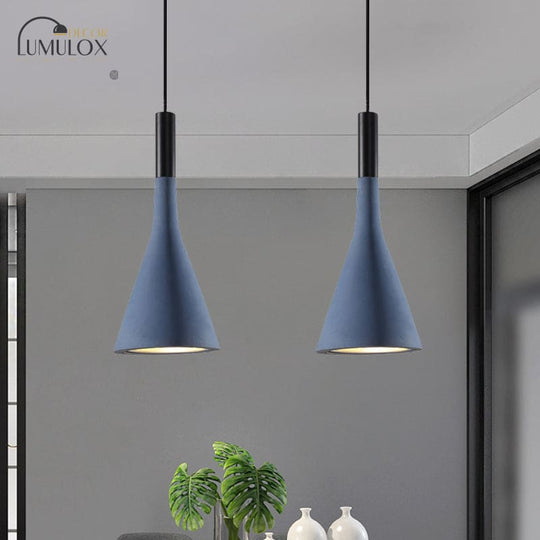 Nordic Funnel Style Pendant Light in Cement for Dining room Bed side Lighting