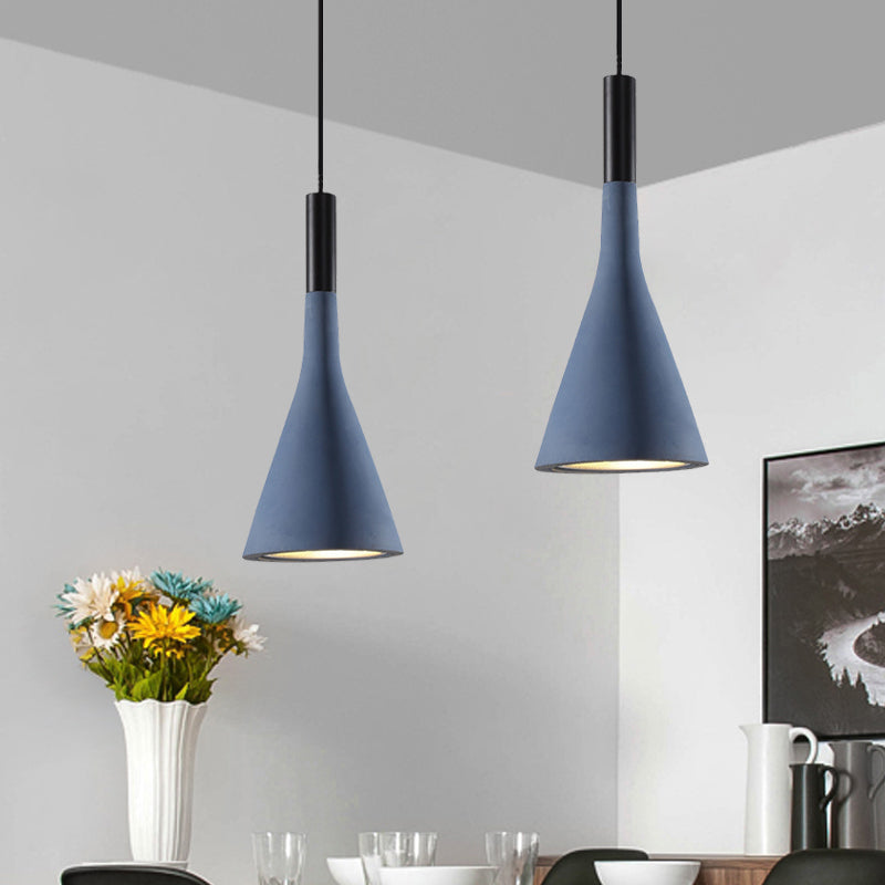 Nordic Cement Funnel Pendant Light - 1 Head Dining Table Suspended Lighting Fixture In