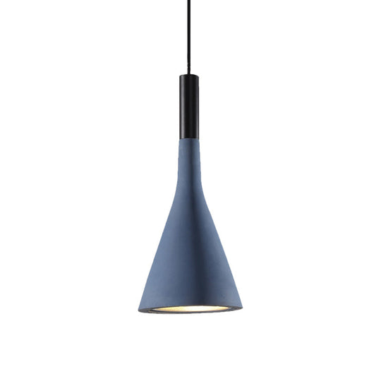 Nordic Cement Funnel Pendant Light - 1 Head Dining Table Suspended Lighting Fixture In