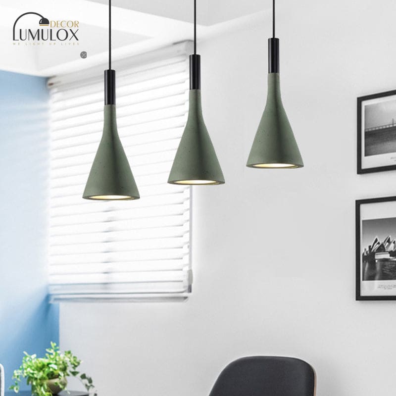 Nordic Funnel Style Pendant Light in Cement for Dining room Bed side Lighting