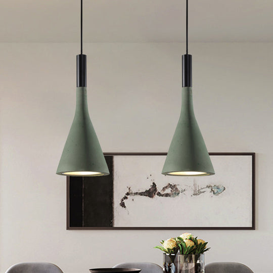 Nordic Cement Funnel Pendant Light - 1 Head Dining Table Suspended Lighting Fixture In