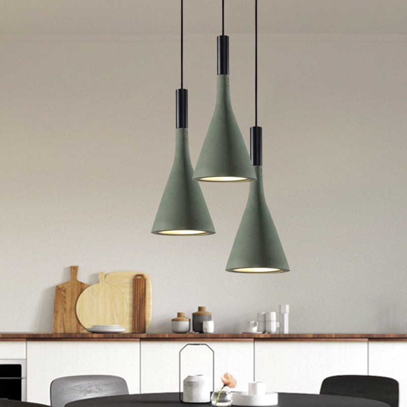 Nordic Cement Funnel Pendant Light - 1 Head Dining Table Suspended Lighting Fixture In