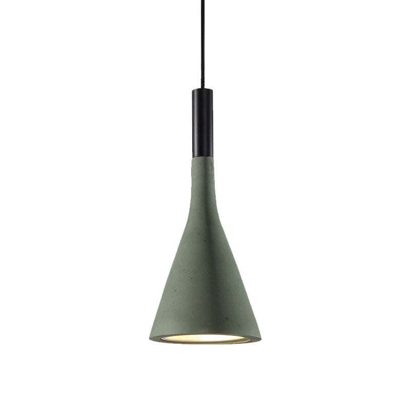 Nordic Cement Funnel Pendant Light - 1 Head Dining Table Suspended Lighting Fixture In