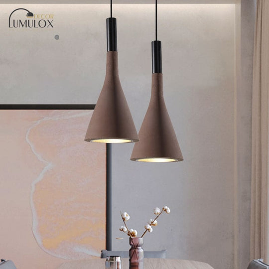 Nordic Funnel Style Pendant Light in Cement for Dining room Bed side Lighting