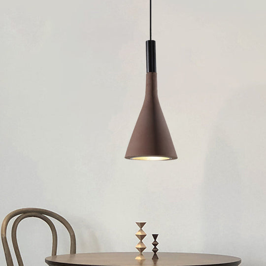 Nordic Cement Funnel Pendant Light - 1 Head Dining Table Suspended Lighting Fixture In