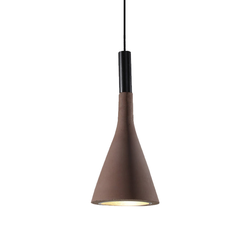 Nordic Cement Funnel Pendant Light - 1 Head Dining Table Suspended Lighting Fixture In