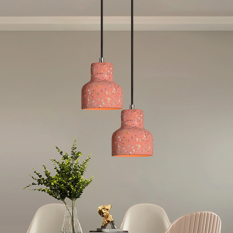 Nordic Terrazzo Hanging Lamp - Black/Red/Pink with Down Lighting Pendant - Perfect for Dining Table - 1 Bulb