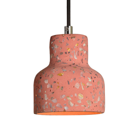 Nordic Terrazzo Hanging Lamp - Black/Red/Pink with Down Lighting Pendant - Perfect for Dining Table - 1 Bulb