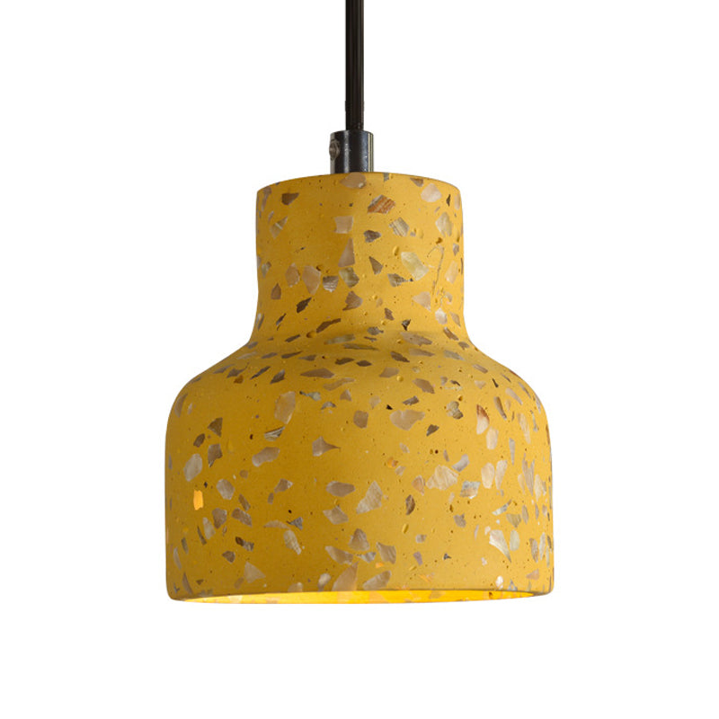 Terrazzo Hanging Lamp: Black/Red/Pink Nordic Pendant Light For Dining Table - Single Bulb Down