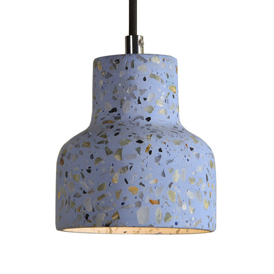 Terrazzo Hanging Lamp: Black/Red/Pink Nordic Pendant Light For Dining Table - Single Bulb Down