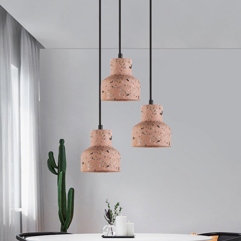 Terrazzo Hanging Lamp: Black/Red/Pink Nordic Pendant Light For Dining Table - Single Bulb Down