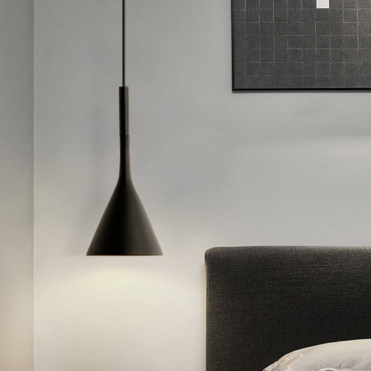 Minimalist Funnel Pendant Cement Light Fixture in Red/Black/White - Ideal for Bedside