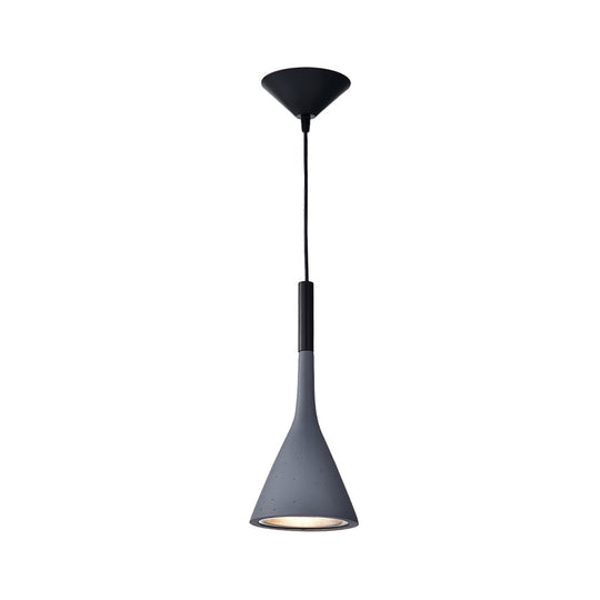 Minimalist Funnel Pendant Light In Red/Black/White Single Cement Hanging Fixture For Bedside