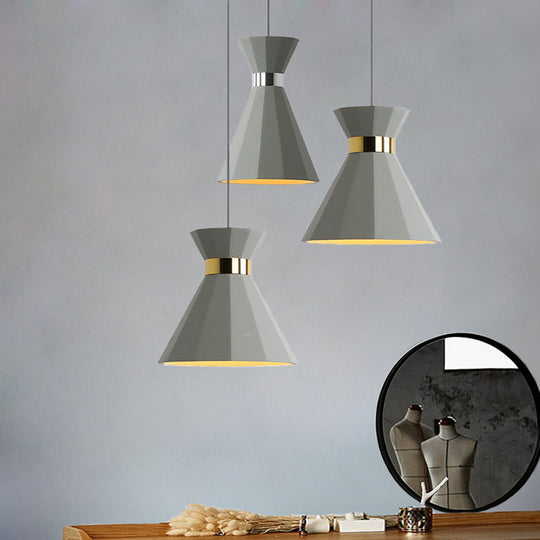 Nordic Grey Cement 1 Head Hourglass Pendant Light For Dining Room 8.5/10.5 W / 8.5