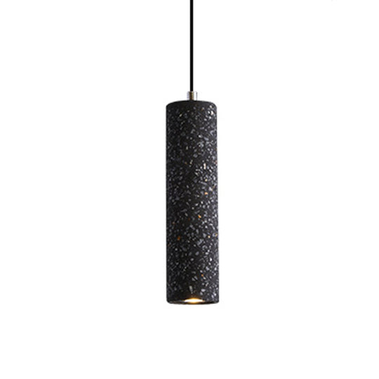 Nordic Terrazzo Tube Led Pendant Light - Stylish Hanging Lamp For Dining Room Black/Red/Blue Black