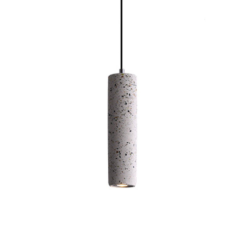 Nordic Terrazzo Tube Suspension Pendant Light with LED - Black/Red/Blue - Ideal for Dining Room