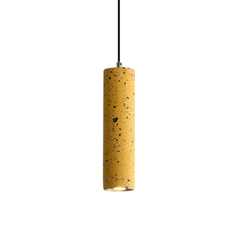 Nordic Terrazzo Tube Led Pendant Light - Stylish Hanging Lamp For Dining Room Black/Red/Blue Yellow