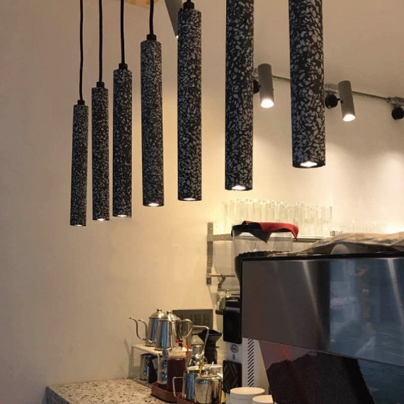 Terrazzo Flute Pendulum Light - Nordic Led Bistro Pendant (10/19.5 Tall) White/Black