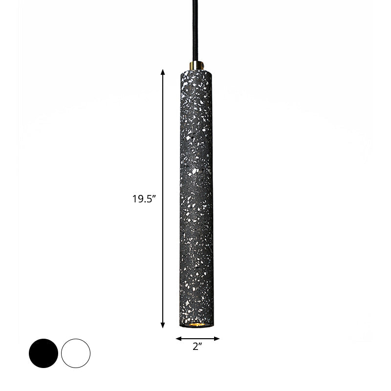 Terrazzo Flute Pendulum Light - Nordic Led Bistro Pendant (10/19.5 Tall) White/Black