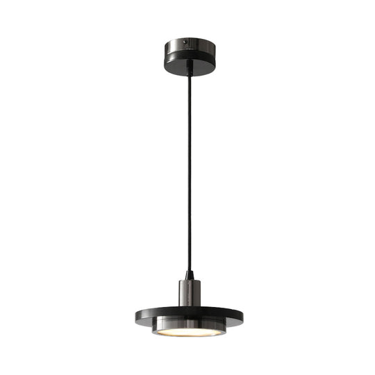 Antiqued Brass and Green LED Marble Lid Drop Pendant Light - Postmodern Ceiling Hang Fixture