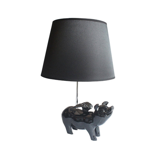 Modern Piggy Desk Light With Trapezoid Shade For Bedside