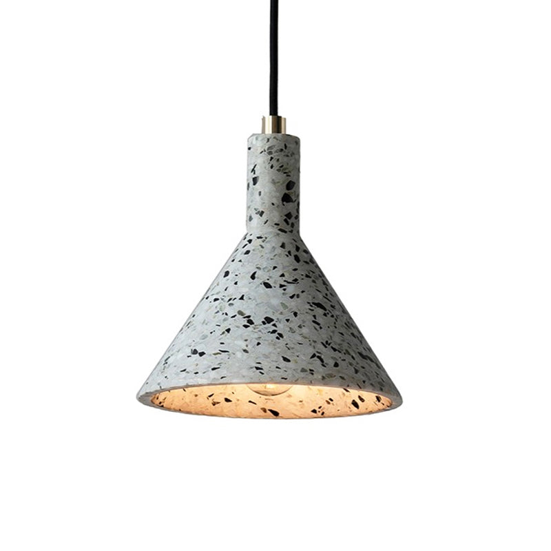 Conical Terrazzo Pendant Light - Nordic Hanging Lamp Kit with Black/White Design - Ideal for Table Lighting