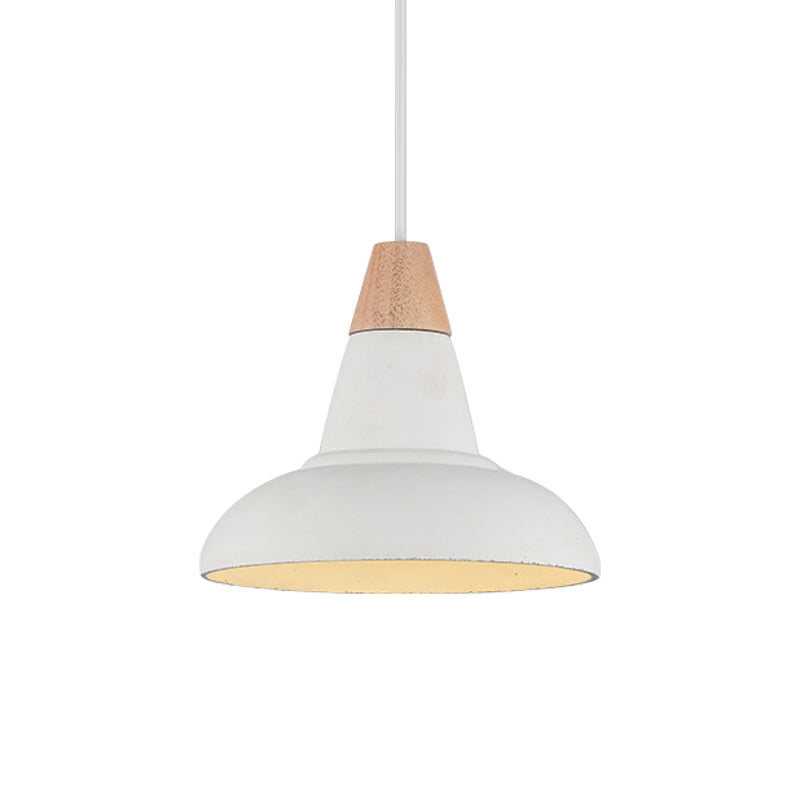 Nordic Cement 1-Head Pendant Light with Carved Interior – Barn Kitchen Bar, Grey/White/Beige Ceiling Lighting