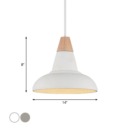 Nordic Cement 1-Head Pendant Light with Carved Interior – Barn Kitchen Bar, Grey/White/Beige Ceiling Lighting