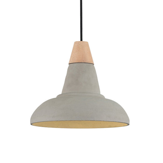 Nordic Cement 1-Head Pendant Light with Carved Interior – Barn Kitchen Bar, Grey/White/Beige Ceiling Lighting