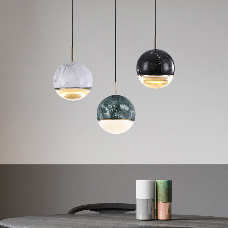 Modern Nordic Hanging Pendant Light - LED Marble Suspension in Multiple Sizes and Colors